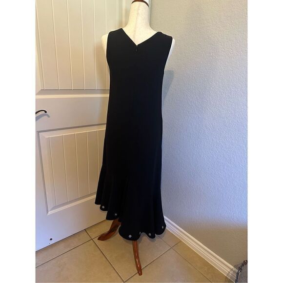 Le Ciel Bleu Black V-Neck Keyhole Asymmetrical Midi Dress - Size 36 / S - Picture 3 of 12